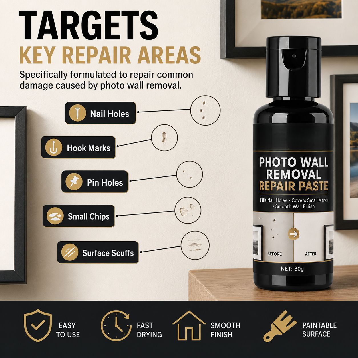 Wall Repair Paste for Nail Holes and Hook Marks-2PCS
