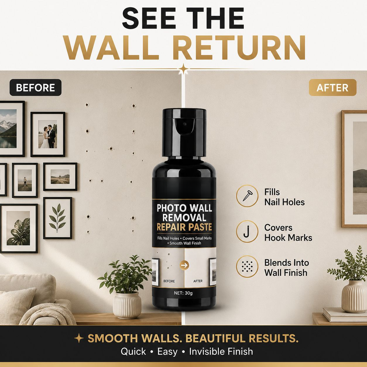 Wall Repair Paste for Nail Holes and Hook Marks-2PCS