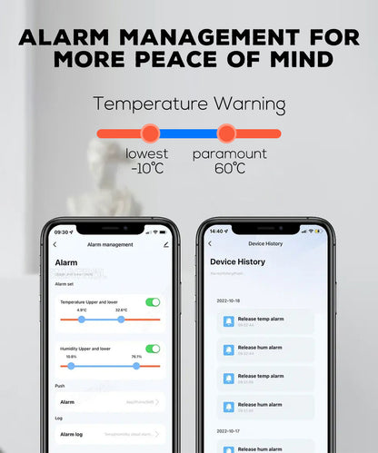 🌡️ WiFi Temperature Humidity Sensor, Smart Bluetooth Hygrometer Thermometer with App Alert, Remote Monitor for Home Baby Room Greenhouse