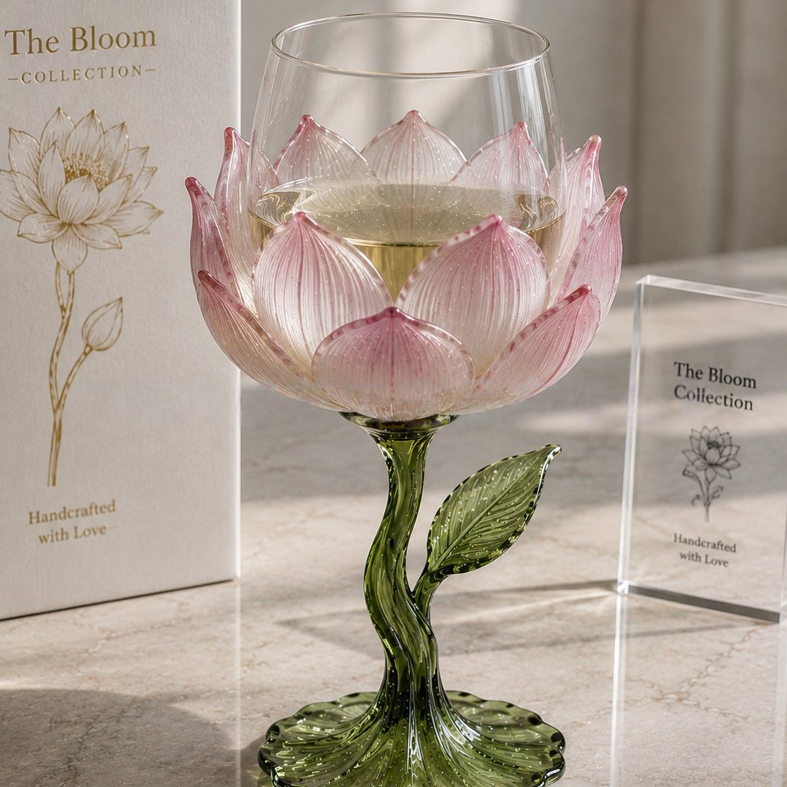 🌹 Exquisite Handcrafted Floral Art Glass Stemware
