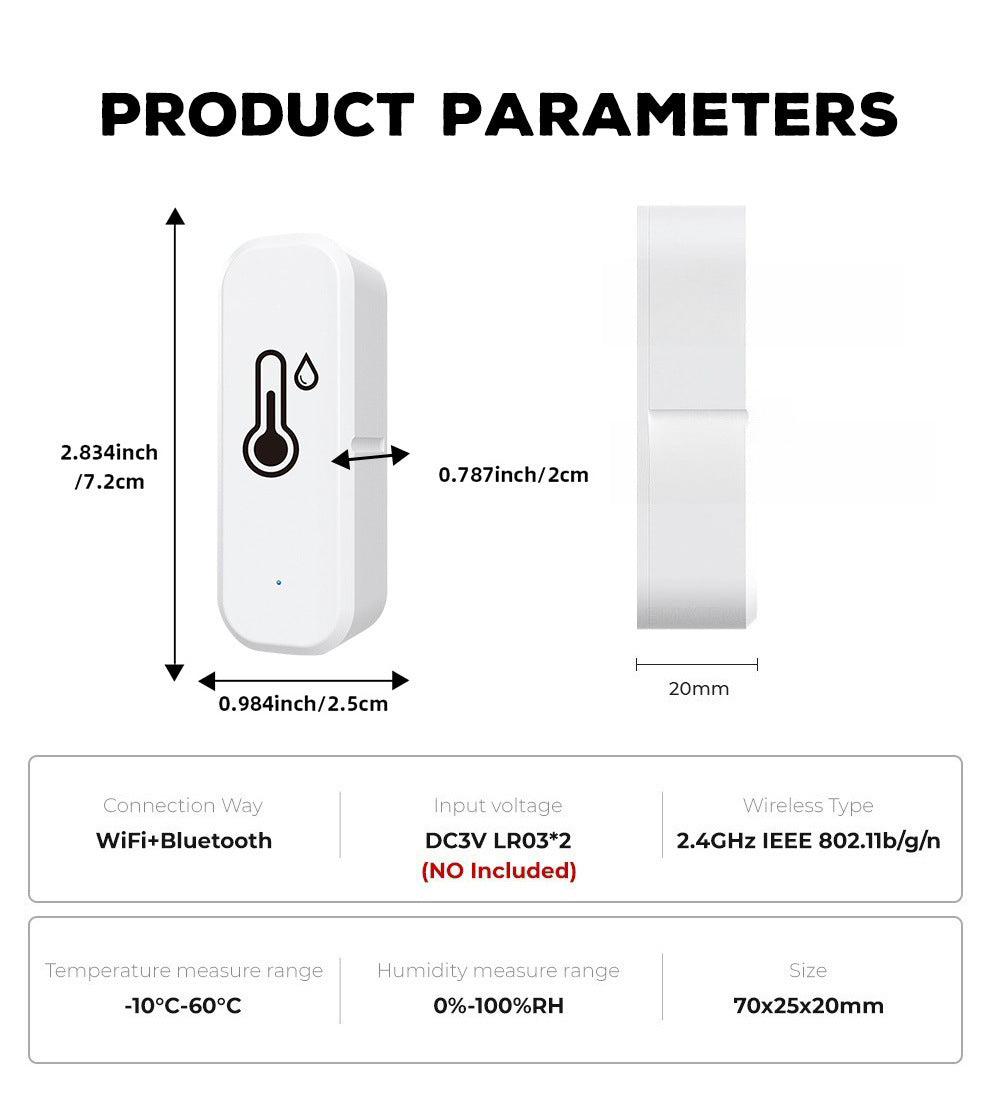 🌡️ WiFi Temperature Humidity Sensor, Smart Bluetooth Hygrometer Thermometer with App Alert, Remote Monitor for Home Baby Room Greenhouse