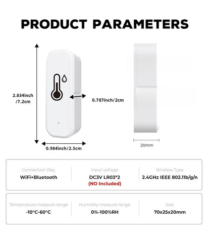 🌡️ WiFi Temperature Humidity Sensor, Smart Bluetooth Hygrometer Thermometer with App Alert, Remote Monitor for Home Baby Room Greenhouse