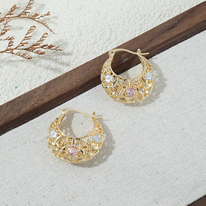 🌸 Vintage Filigree Floral Hoop Earrings