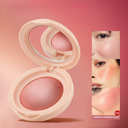 🍑 Silky Pearlescent Powder Blush | Hydrating Waterproof Luminous Cheek Blush Compact