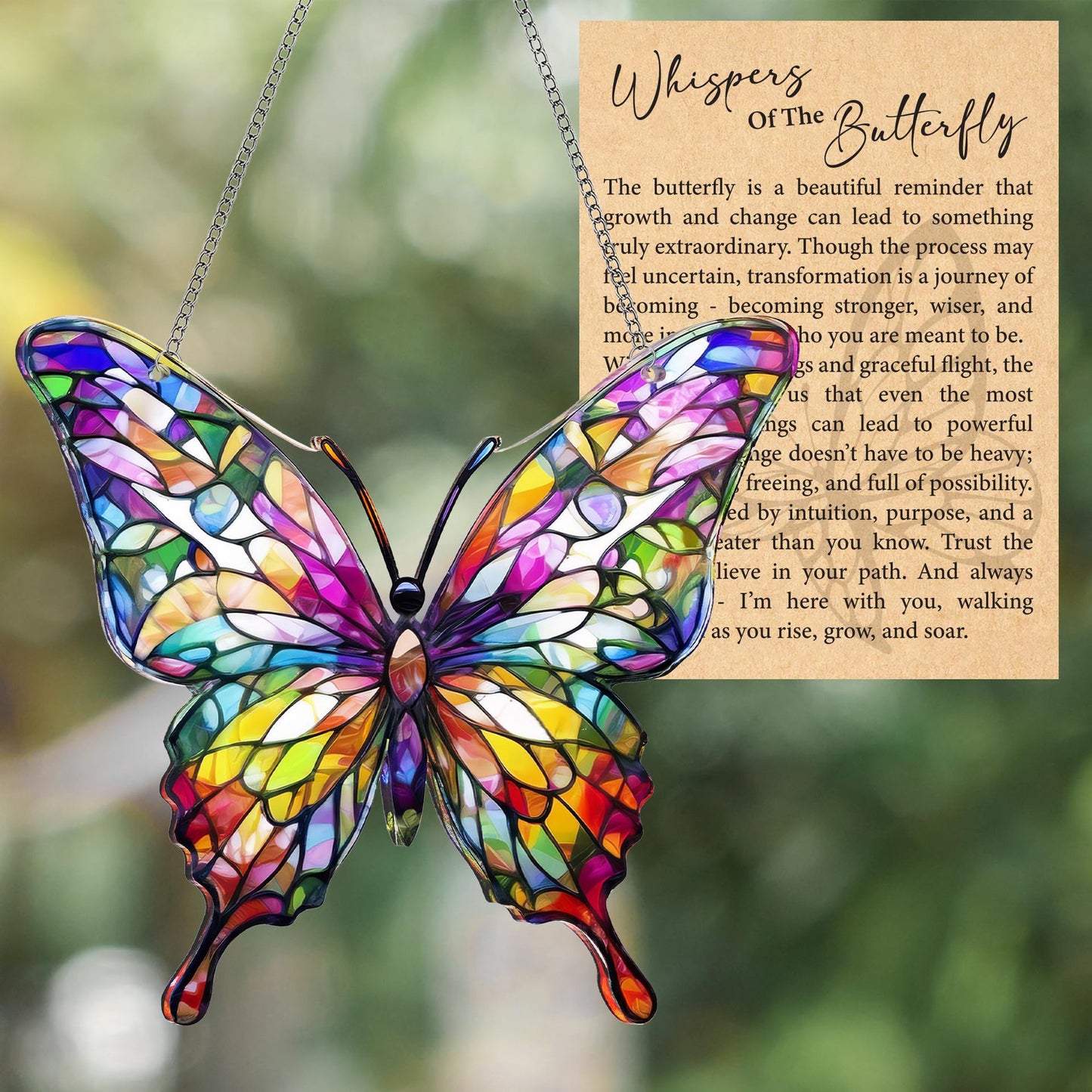 🦋 Butterfly and Rainbow Suncatcher with Story Card