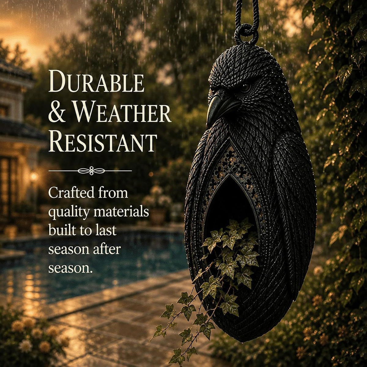 🖤 Dark Raven Hanging Planter Garden Wall Decor