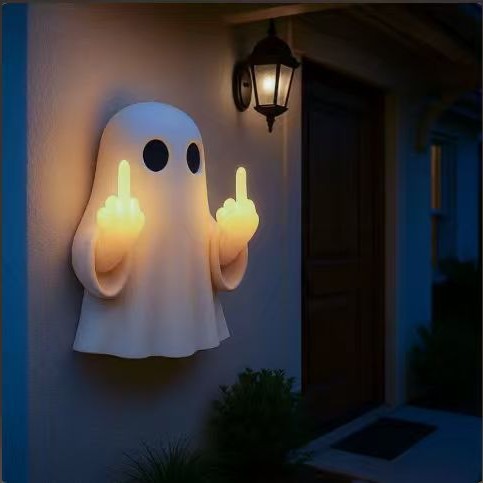👻 Funny Middle‑Finger Ghost Night Light Wall Decor