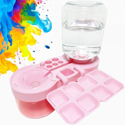 🎨 Paint Brush Cleaner with Water Tank – All-in-One Brush Washer & Detachable Palette for Art Painting
