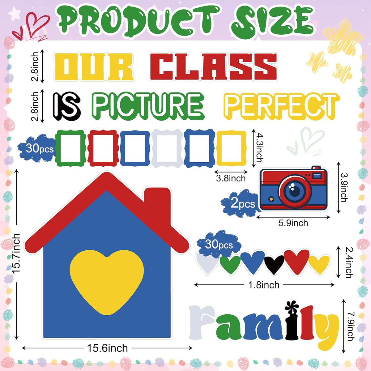 🏫 Our Class Family Bulletin Board Decor | Student Photo Frame Cutout Set