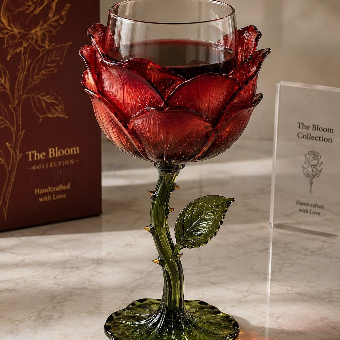 🌹 Exquisite Handcrafted Floral Art Glass Stemware