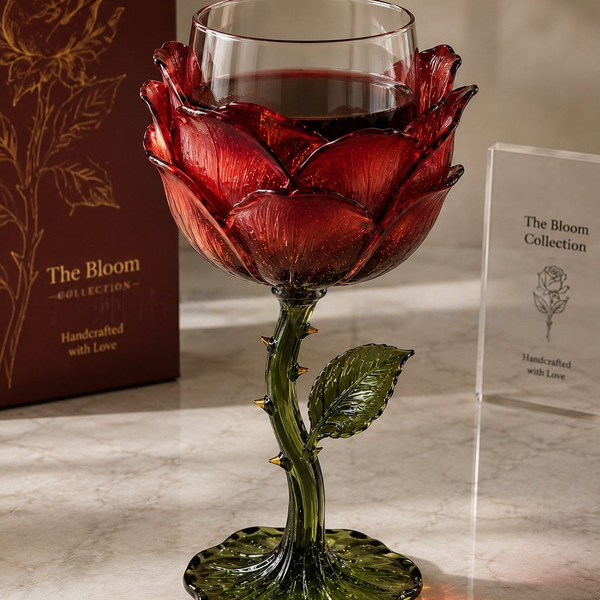 🌹 Exquisite Handcrafted Floral Art Glass Stemware