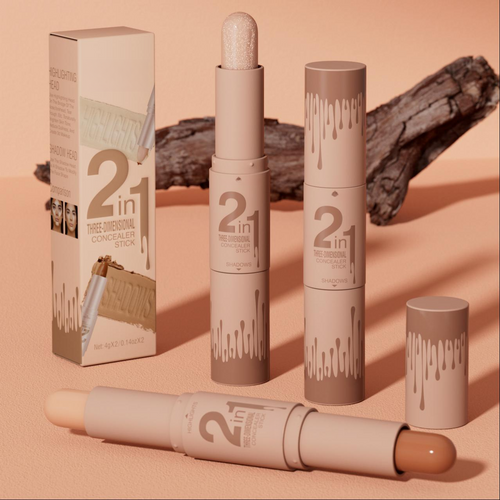 ✨2‑in‑1 Highlight & Contour Stick