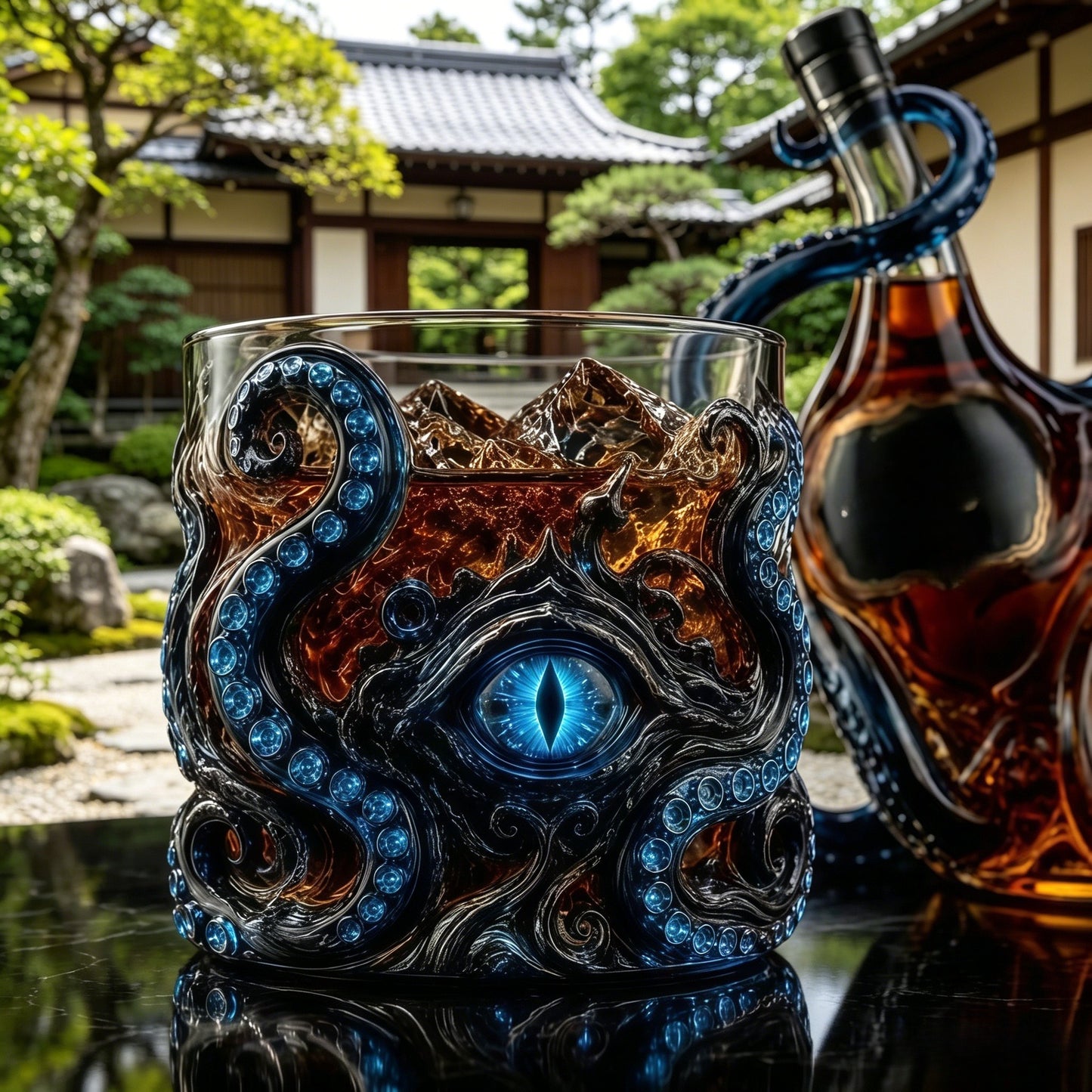 🐙 Kraken Eye Octopus Whiskey Glass | Gothic Kraken Old Fashioned Whiskey Glass