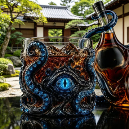 🐙 Kraken Eye Octopus Whiskey Glass | Gothic Kraken Old Fashioned Whiskey Glass