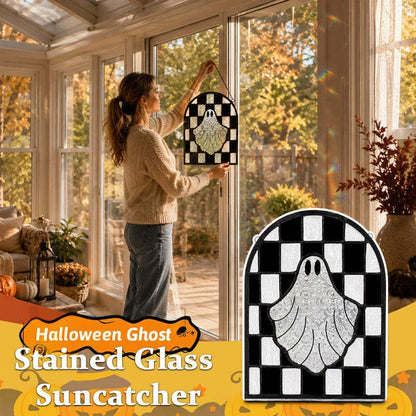 👻 Halloween Ghost Checkerboard Acrylic Suncatcher