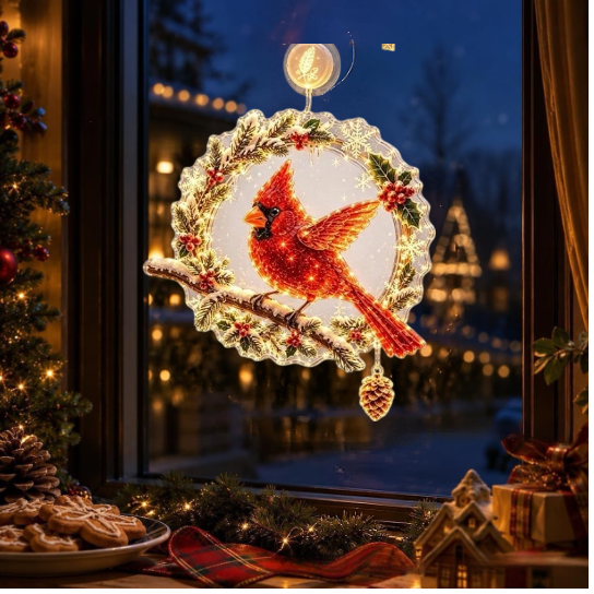 🎄Lighted Christmas Window Decoration with Suction Cup | Warm LED Window Light with Double-Layer Design & Multiple Festive Styles ✨