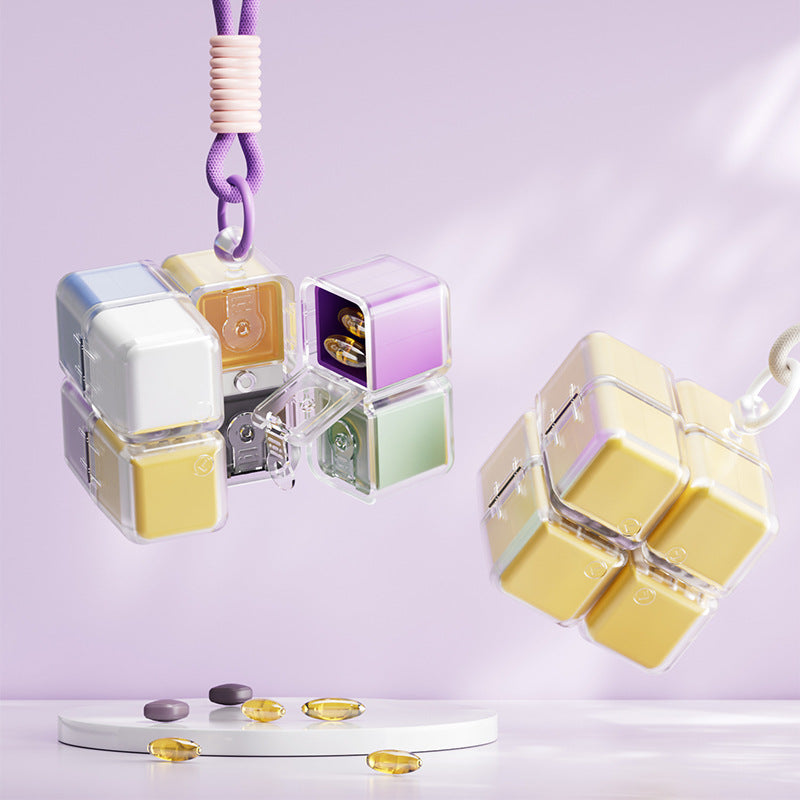 💊8-Compartment Rotating Cube Pill Organizer