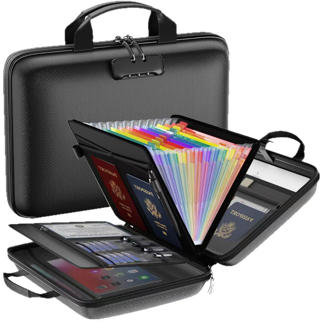 🔥 Fireproof Document Bag With Lock & Removable Accordion Folder