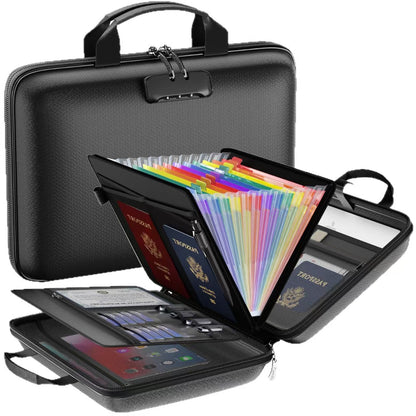 🔥 Fireproof Document Bag With Lock & Removable Accordion Folder
