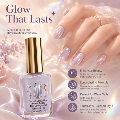 ✨ Glazed Donut Lilac Mirror‑Aurora Nail Strengthener Nail Polish (10ml)