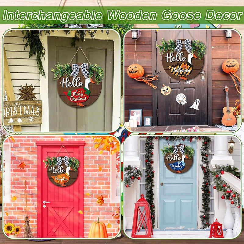 🦢 Interchangeable Seasonal Goose Welcome Sign-Refresh your front‑door decor all year long