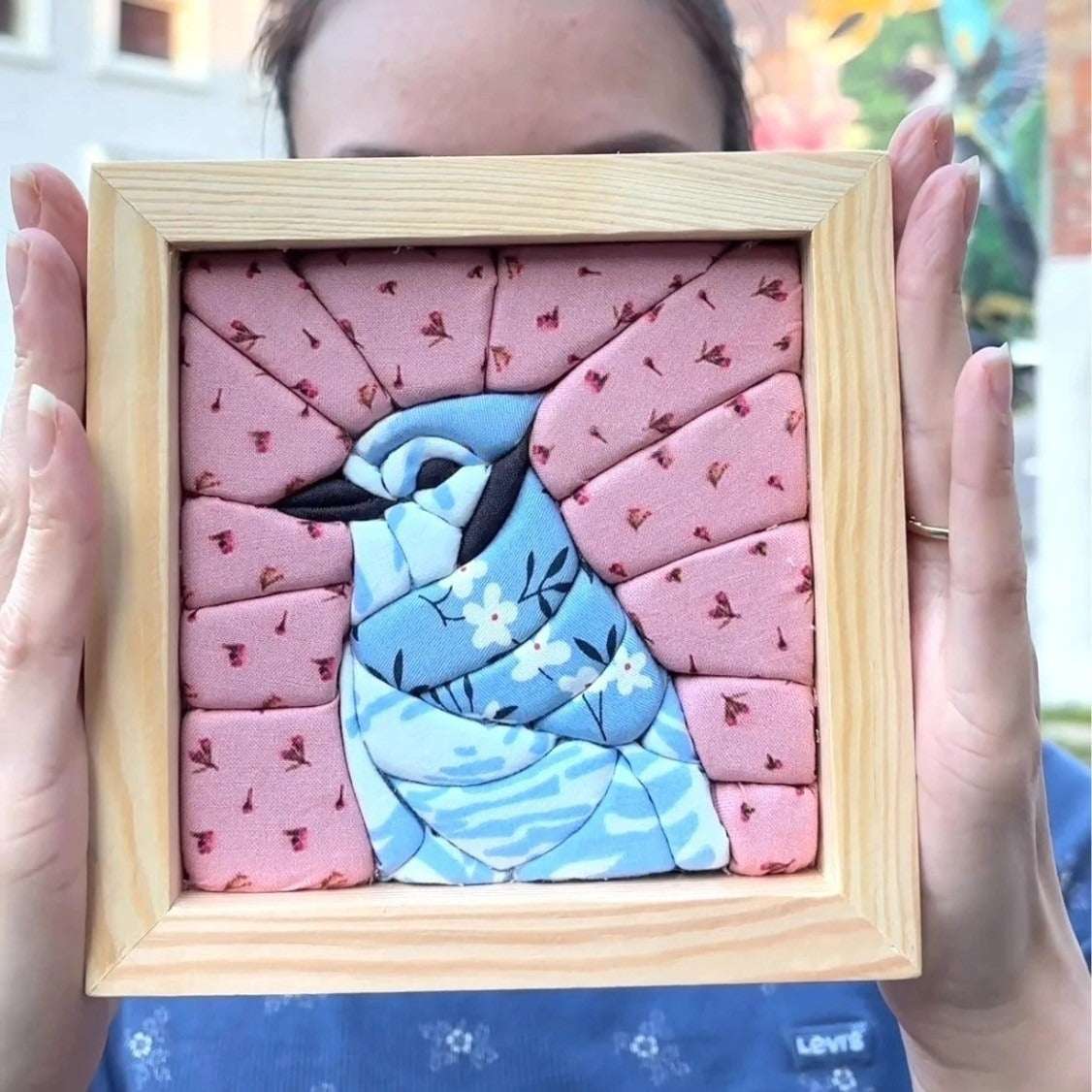 DIY Fabric Art Kit | No-Sew Fabric Mosaic Wall Art Craft with Frame & Tools