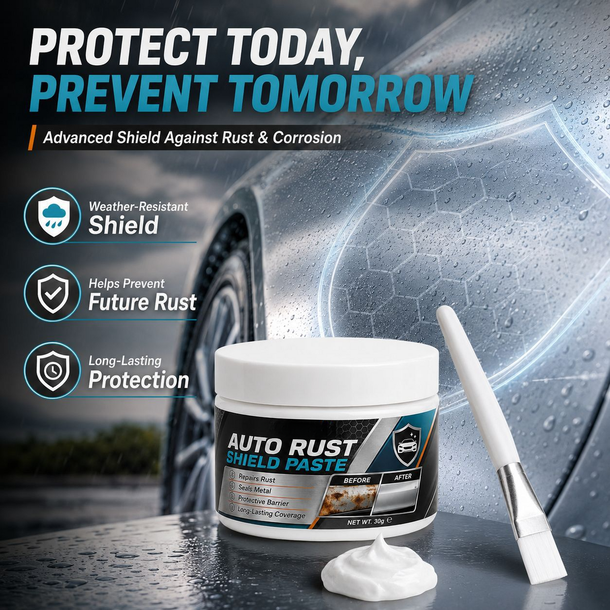 🚗🛡️Car Metal Rust Repair Paste（2PCS）‑ Auto Rust Shield Anti‑Corrosion Restoration Cream, Long‑Lasting Protective Barrier for Car Metal Surfaces
