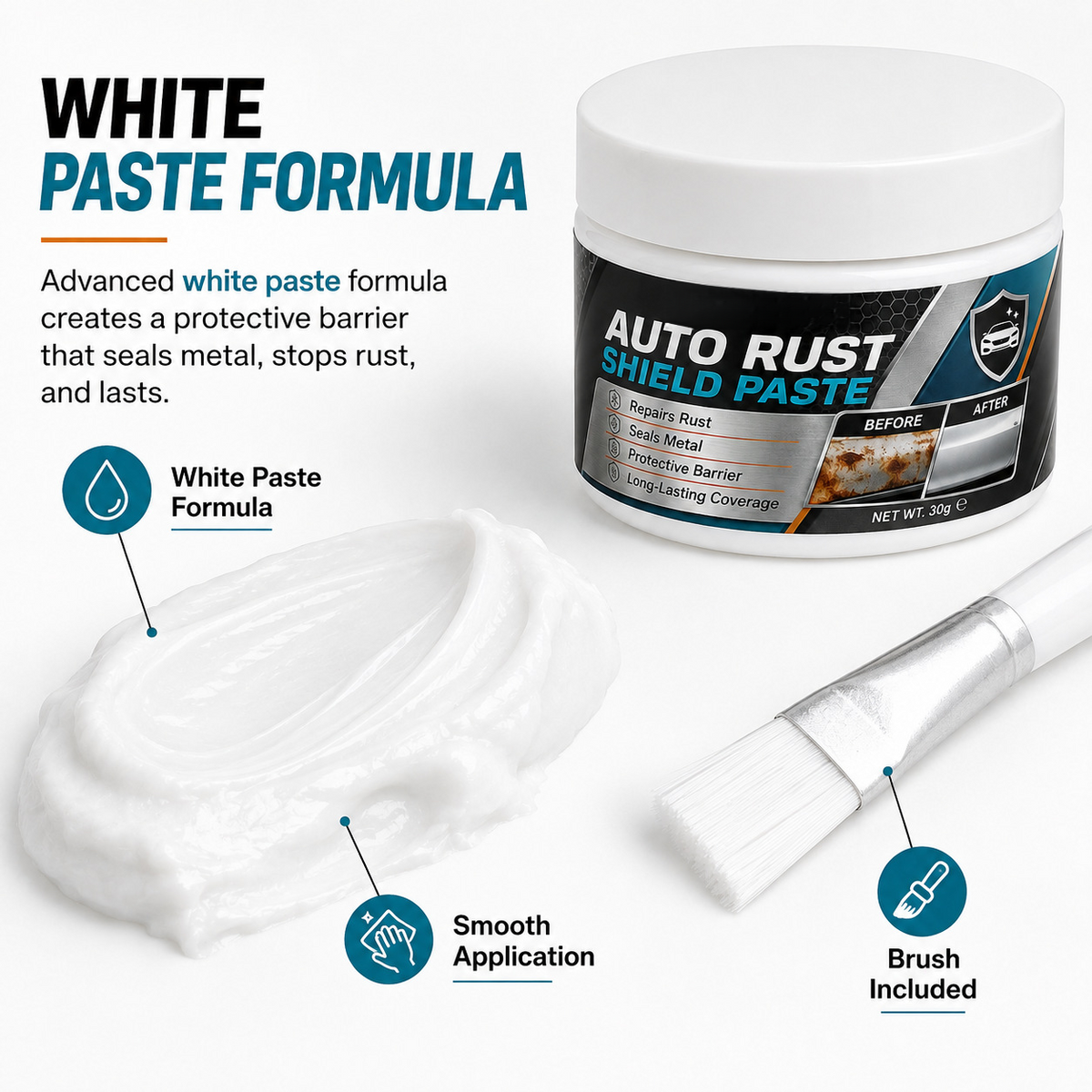 🚗🛡️Car Metal Rust Repair Paste（2PCS）‑ Auto Rust Shield Anti‑Corrosion Restoration Cream, Long‑Lasting Protective Barrier for Car Metal Surfaces