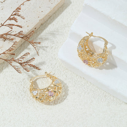 🌸 Vintage Filigree Floral Hoop Earrings