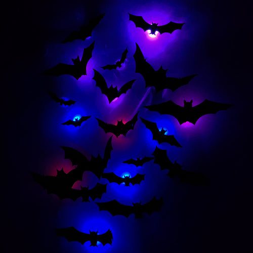 🦇3D LED Glowing Bat Stickers | Halloween Decorations