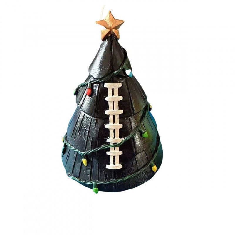 🎄 Sport Ball Mini Tabletop Christmas Tree Ornament | Resin Holiday Desktop Figurine, Christmas Gift for Sports Fans