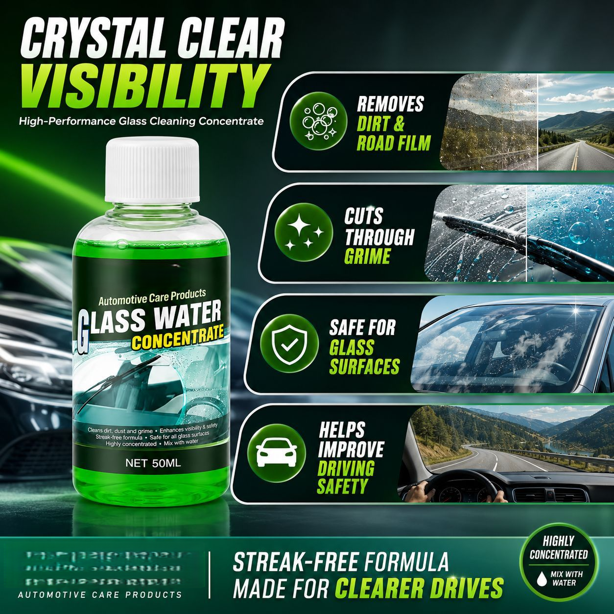 🚗Automotive Glass Water Concentrate| Windshield Cleaner Fluid