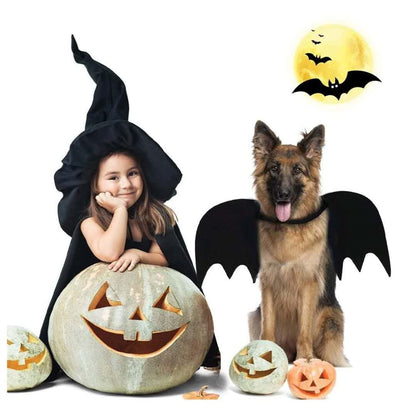 🎃 Spooky Black Bat Wings for Pets – Halloween Dress-Up Costume with Adjustable Velcro Straps