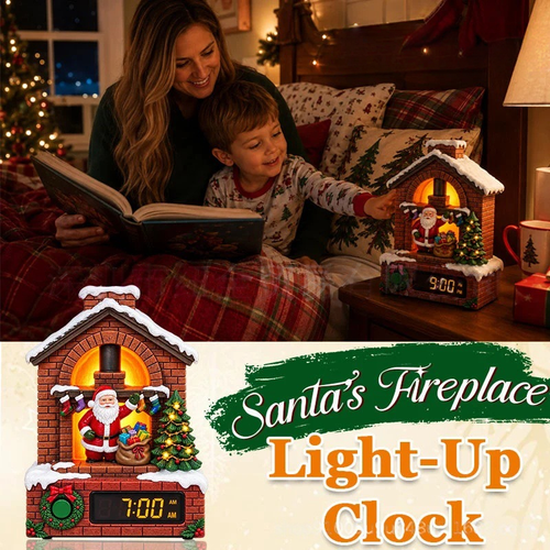 🎄🎅Santa's Fireplace Light‑Up Alarm Clock|Bring magical Christmas warmth to every morning