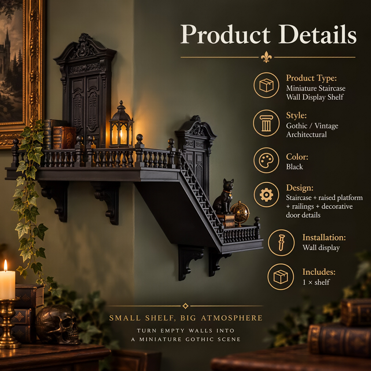 📙 Last Day 49% OFF - 🖤 Gothic Miniature Architecture Wall Shelf