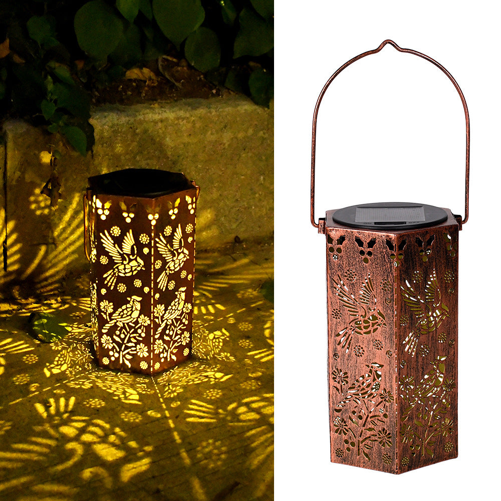 🦋 Solar Garden Lights with Shadow Effect - Bronze Hanging Lanterns for Backyard Decor