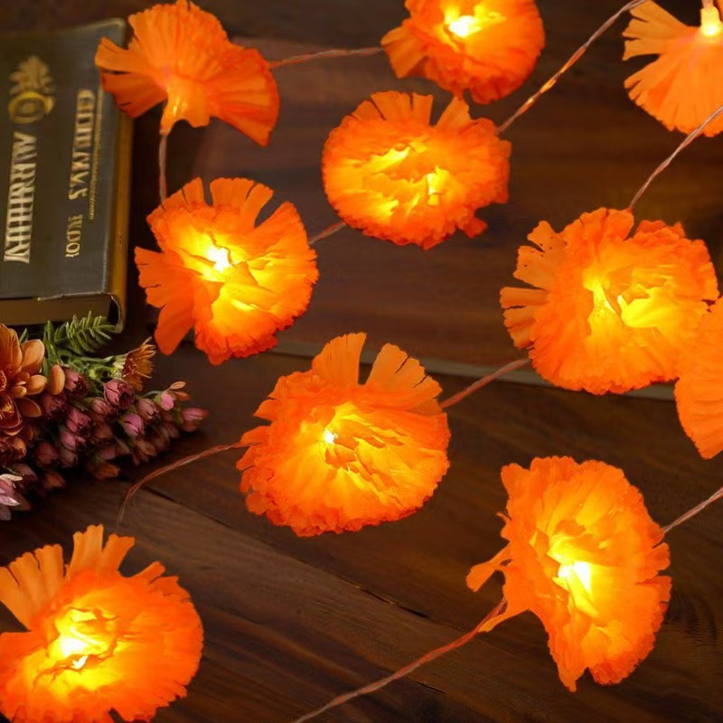 🌼 LED Marigold String Lights — Brighten Every Festive Celebration! ✨