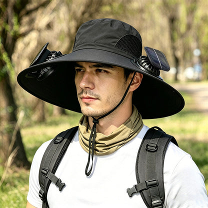 ☀️ Solar Powered Cooling Fan Hat – Dual Fans, Type-C USB Rechargeable & Water-Resistant Outdoor Sun Hat