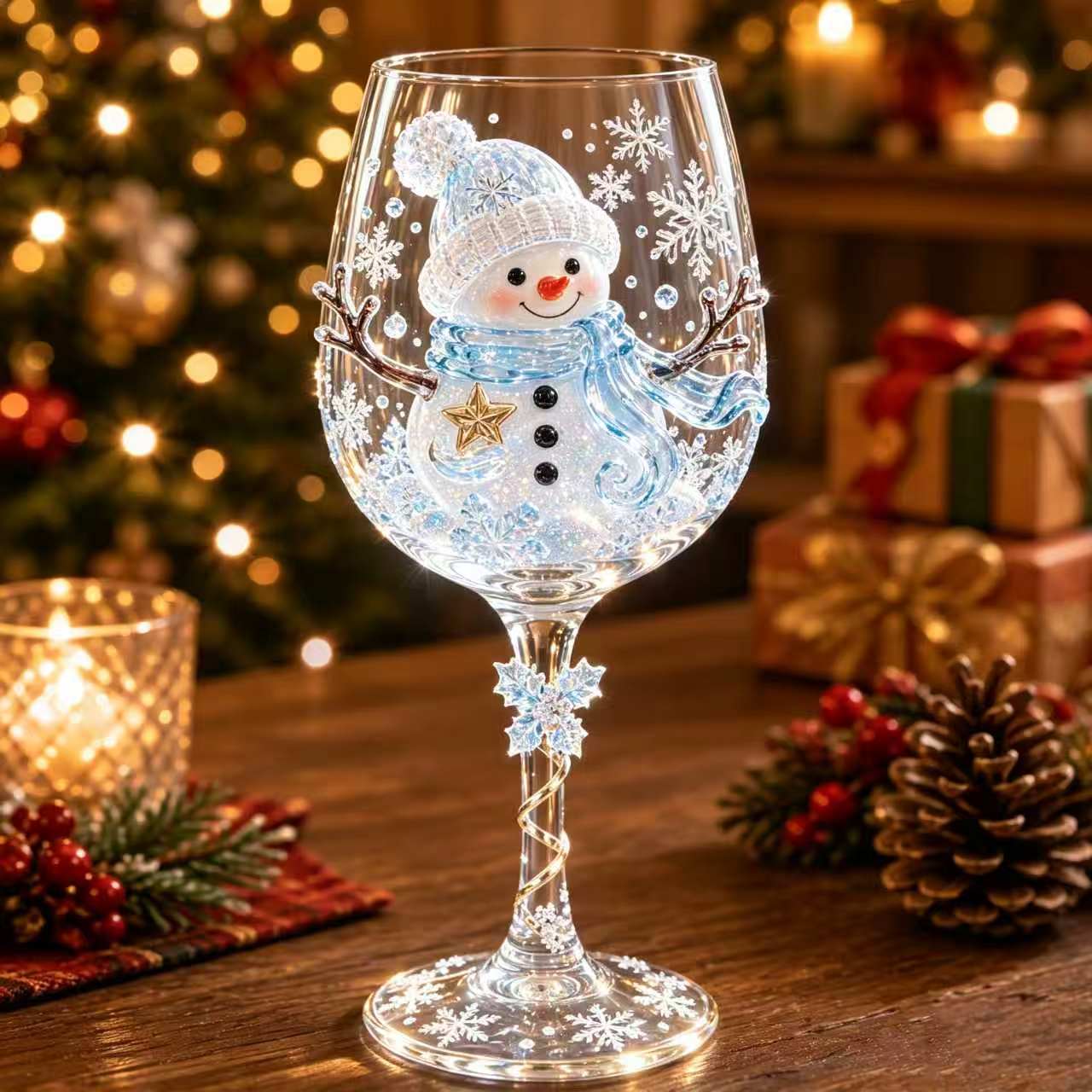 🎄3D Embossed Christmas Wine Glass Gift Box Set✨