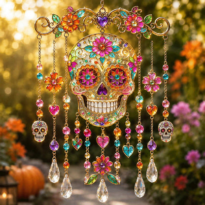 🎃💎Halloween Crystal Wind Chime – Colorful Acrylic Hanging Garden Decoration