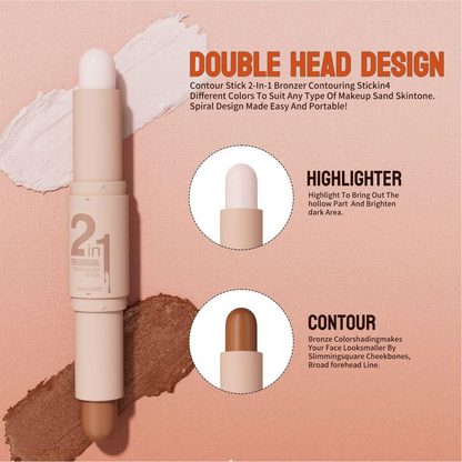 ✨2‑in‑1 Highlight & Contour Stick