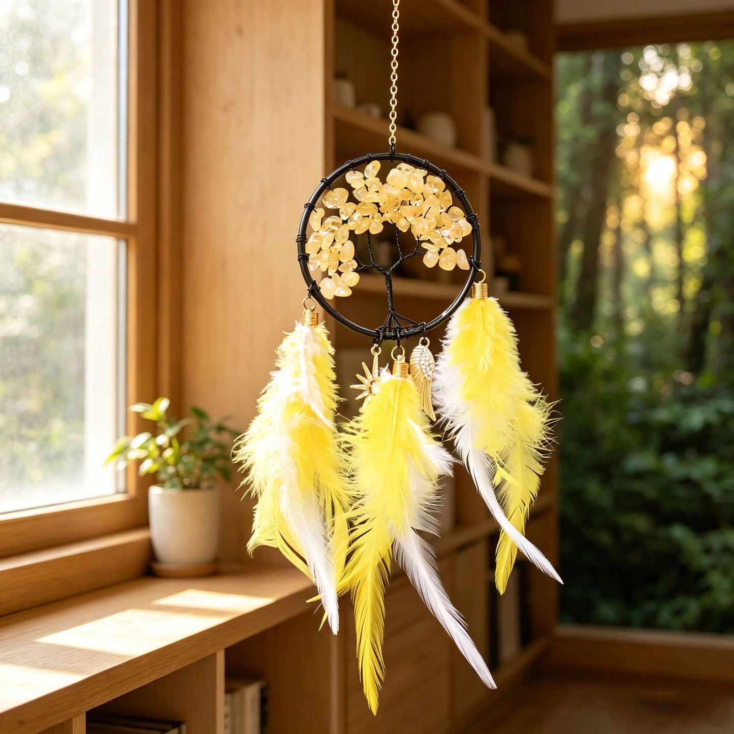 Crystal Tree ofLife Feather Hangin IColorful Boho Window &Wall Decor