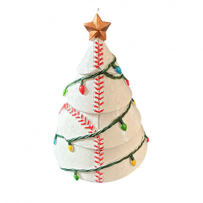 🎄 Sport Ball Mini Tabletop Christmas Tree Ornament | Resin Holiday Desktop Figurine, Christmas Gift for Sports Fans