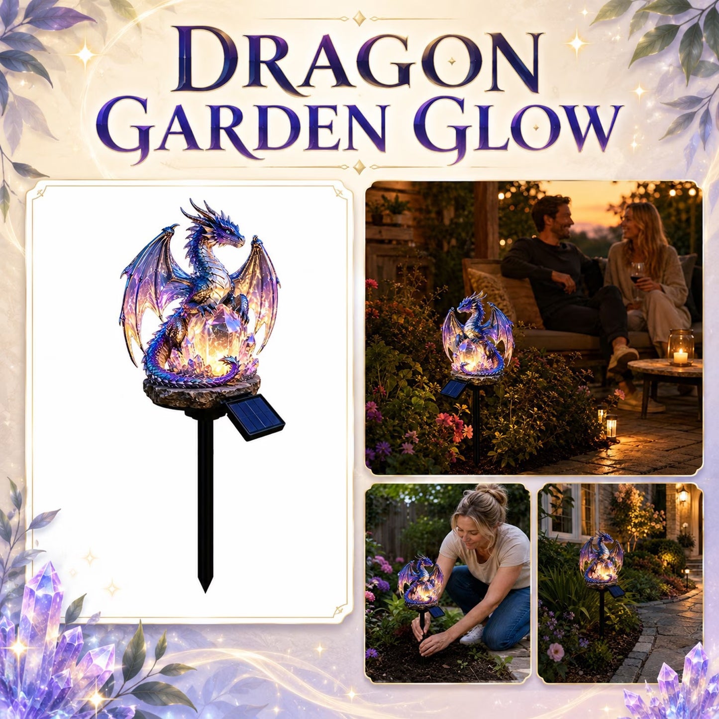 🐉Solar Dragon Crystal Garden Light – Glowing Fantasy Outdoor Yard Decor with Solar Panel