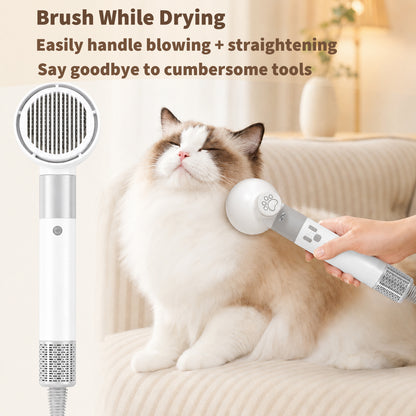 🐶2‑in‑1 Pet Grooming Dryer Brush | Low Noise Portable Dog Cat Hair Blow Dryer for Home Pet Bath Grooming