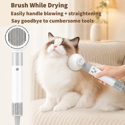 🐶2‑in‑1 Pet Grooming Dryer Brush | Low Noise Portable Dog Cat Hair Blow Dryer for Home Pet Bath Grooming