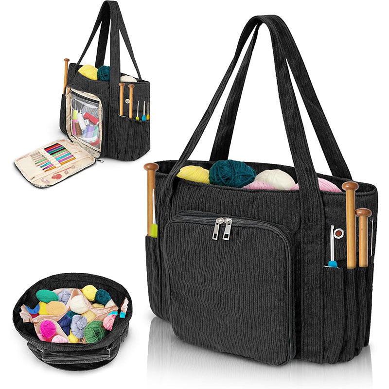 🧶 Corduroy Yarn Storage Tote – Large-Capacity Yarn Organizer Bag