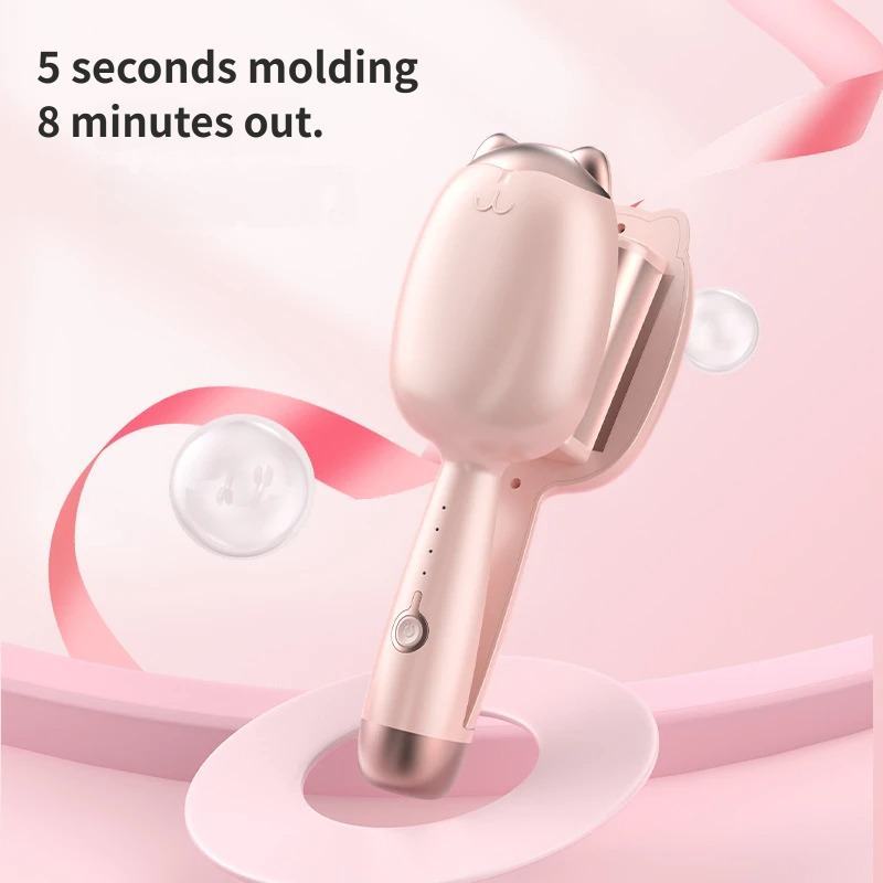 🐱 Cute Cat Egg Roll Hair Curler, 32mm Waver