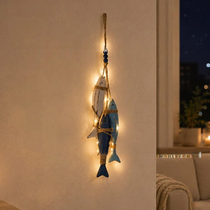 ⭐2026 HOT SALE🐟🌊Lighted Coastal Wooden Starfish & Fish Hanging Decor