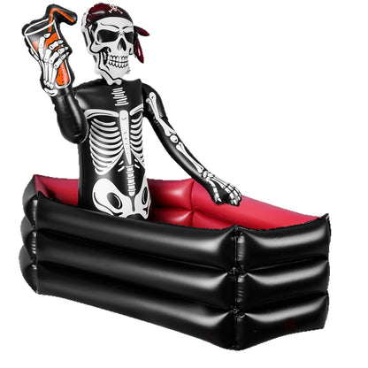 💀 Inflatable Skeleton Pirate Drink Cooler | Halloween Party Ice Bucket Float for Pool & Movie Night